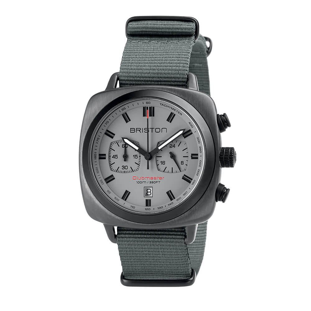 Clubmaster Sport Steel 42X42 Chronograph Gun Steel, Matt Grey Dial And Grey  Nato Strap